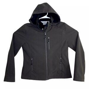 FJALL Womens Trail Hiking Hard Shell Jacket Coat Removable Hood Gray Medium